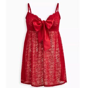 NWT Red Lace and Bow Underwire Babydoll 3x 3